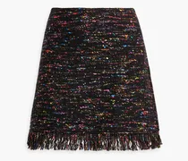 Fringed Donegal wool-blend tweed mini skirt - Black