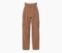 Space For Giants belted linen tapered pants - Brown