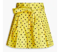 RED Valentino Pleated polka-dot twill shorts - Yellow Yellow