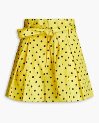 RED Valentino Pleated polka-dot twill shorts - Yellow Yellow