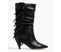 Cranko fringed leather boots - Black