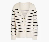 Striped wool and cashmere-blend cardigan - White