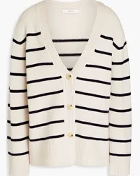 Vince Striped wool and cashmere-blend cardigan - White White