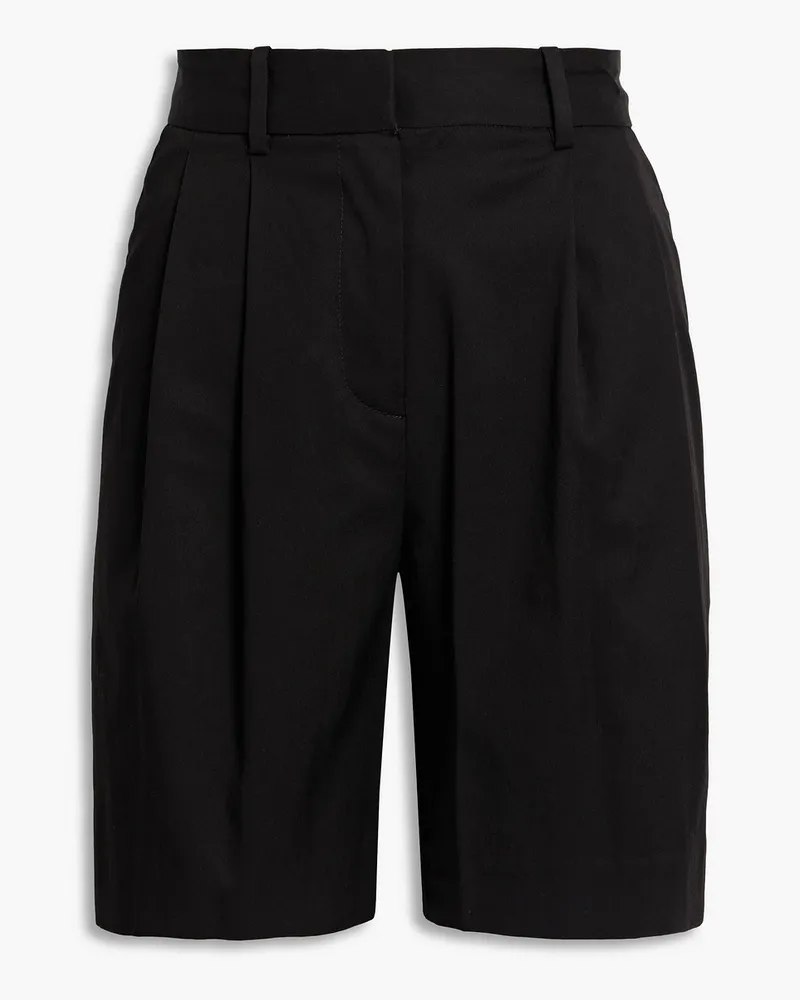 Pleated TENCEL™-blend twill shorts - Black