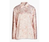 Floral-print silk-crepe shirt - Pink