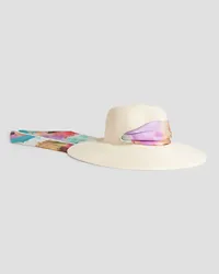 Eugenia Kim Cassidy satin-trimmed faux straw sunhat - White White