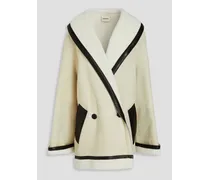 Layton oversized leather-trimmed shearling coat - White