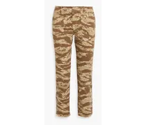 Jenna cropped camouflage cotton-blend twill slim-leg pants - Neutral