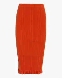 Acne Studios Ruffle-trimmed ribbed cotton-blend skirt - Red Red