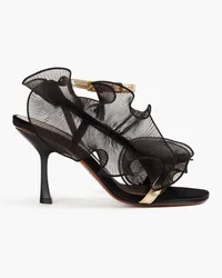 Zimmermann Loie 85 ruffled organza and suede sandals - Black Black