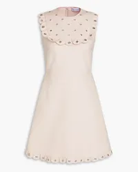 RED Valentino Scalloped eyelet-embellished cotton-blend crepe mini dress - Pink Pink