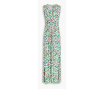 Ace pleated floral-print crepe maxi dress - Green