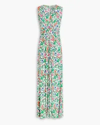 Diane von Furstenberg Ace pleated floral-print crepe maxi dress - Green Green