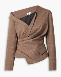 A.L.C. Skyla draped Prince of Wales checked woven wrap top - Brown Brown