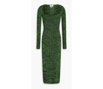 Marled ribbed-knit midi dress - Green