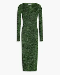 Ganni Marled ribbed-knit midi dress - Green Green