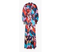 Malaga shirred printed cotton-poplin maxi dress - Multicolor