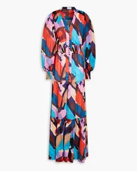 Rebecca Vallance Malaga shirred printed cotton-poplin maxi dress - Multicolor Multicolor