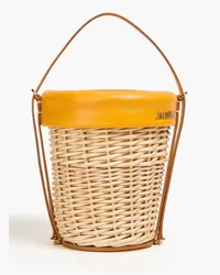 Jacquemus Le Panier Seau leather-trimmed wicker bucket bag - Yellow Yellow