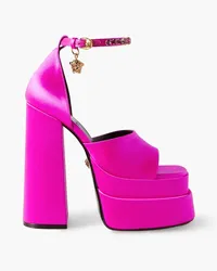 Versace Medusa Aevitas embellished satin platform sandals - Pink Pink