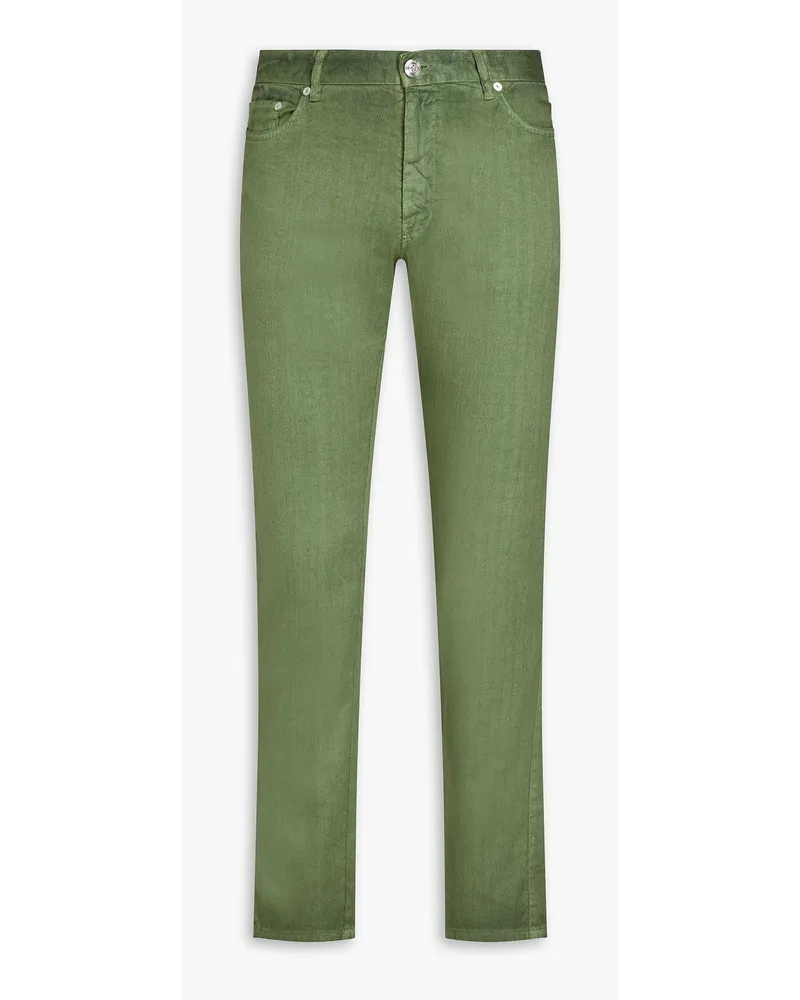 120% Lino Linen-blend twill trousers - Green Green