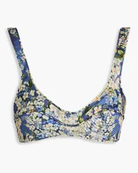 Zimmermann Floral-print silk bra top - Blue Blue