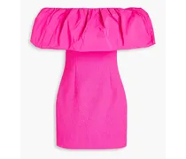 Cecily off-the-shoulder taffeta and cloqué mini dress - Pink