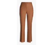 Wool-blend twill straight-leg pants - Brown