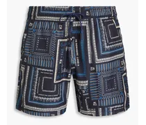 Short-length printed swim shorts - Black