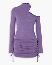 David Koma Cutout crystal-embellished stretch-jersey mini dress - Purple Purple