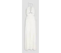 Cutout stretch-jersey halterneck maxi dress - White