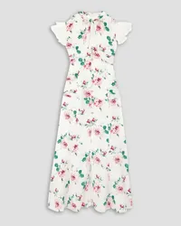 Alessandra Rich Organza-trimmed floral-print silk midi dress - White White