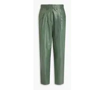 Tobias leather tapered pants - Green