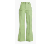 Cotton-blend gabardine straight-leg pants - Green