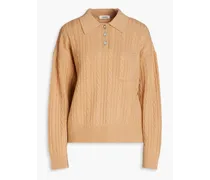 Erudine cable-knit wool and cashmere-blend polo sweater - Neutral