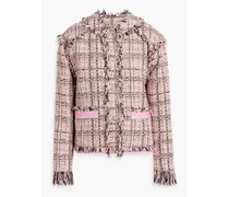 Frayed cotton-blend tweed jacket - Pink