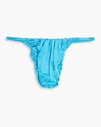 Isa Boulder Waves ruched stretch-satin bikini briefs - Blue Blue