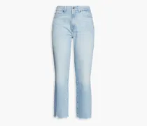 Logan cropped faded high-rise straight-leg jeans - Blue