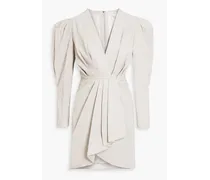 Sumai wrap-effect pleated leather mini dress - White