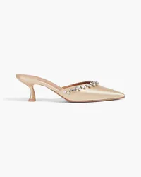 Malone Souliers Gwyn 45 crystal-embellished satin mules - Metallic Metallic