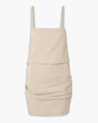 ATTICO Embellished draped twill mini dress - Neutral Neutral