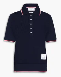 Thom Browne Appliquéd knitted polo shirt - Blue Blue