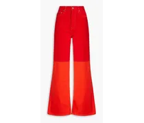 Two-tone high-rise straight-leg jeans - Red