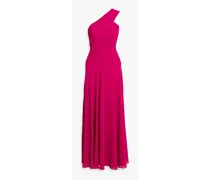 One-shoulder draped crepe gown - Pink