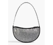 Arc crystal-embellished suede shoulder bag - Black