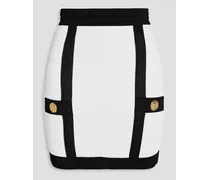 Embellished two-tone knitted mini skirt - White