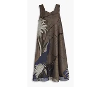 Printed silk-organza dress - Neutral