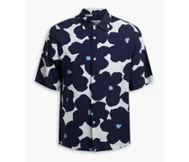 Floral-print woven shirt - Blue