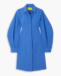 Marques ' Almeida Lace-up cotton-seersucker mini shirt dress - Blue Blue