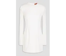 Crochet-knit wool-blend mini dress - White